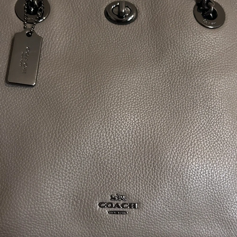 Coach Taupe Leather Tote Bag - Picture 4 of 6